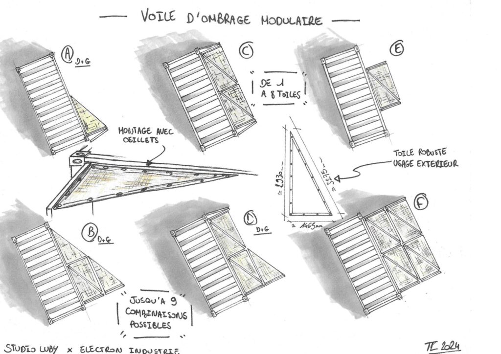 Projet KARGO voila d'ombrage conteneur container aménagé - Studio LUBY