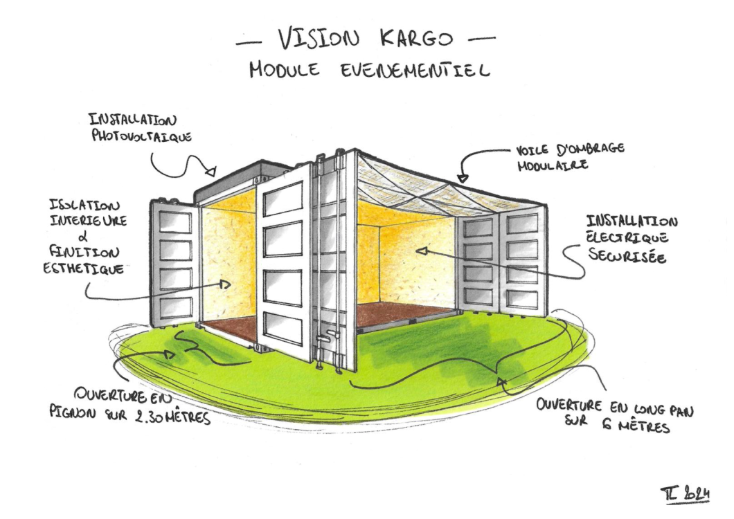 Projet KARGO conteneur container aménagé pour la région Normandie - Studio LUBY